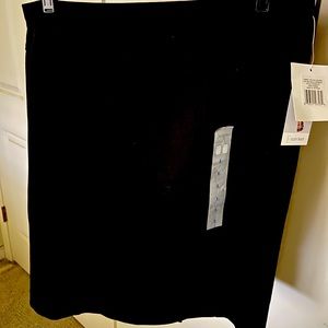 Black polyester rayon pencil skirt knee length